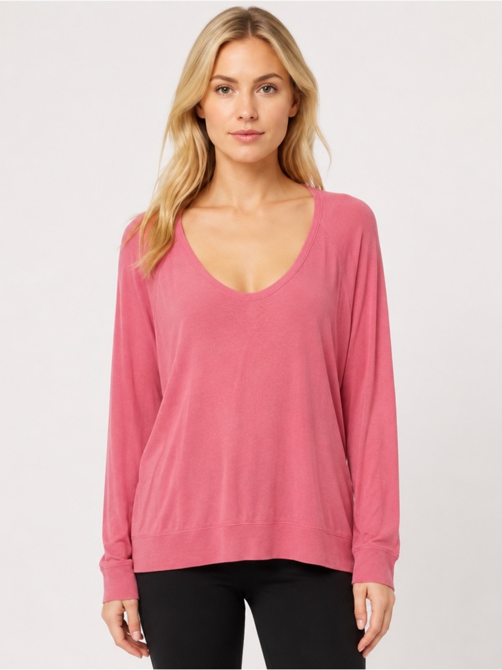LOFT Pink Round Scoop Neck Modal Pullover Long Sleeve Sweater Blouse Size XL